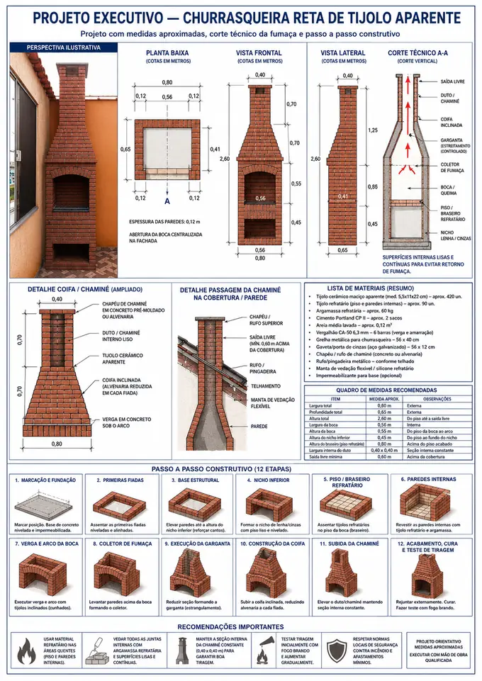 Churrasqueira Reta Tijolo Aparente