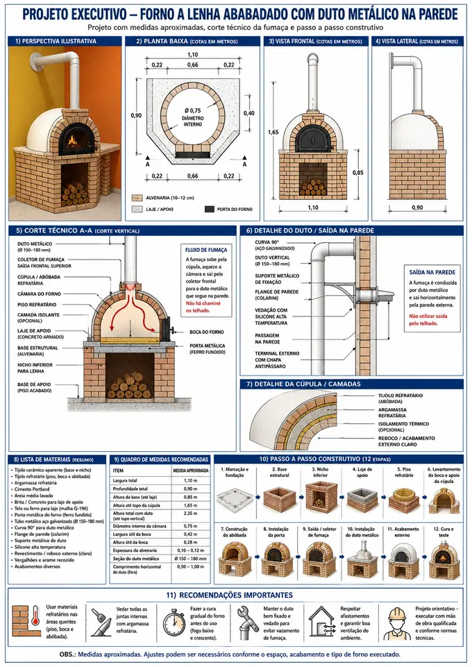 Forno a Lenha com Duto Metálico